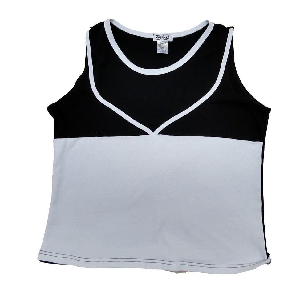 G. W. Sport Sleeveless Black & White Sport Top XL